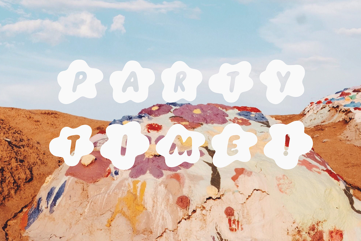 FLOWER PARTY | groovy flower font, a Font by Loryn Ipsum (Photo 8 of 11)