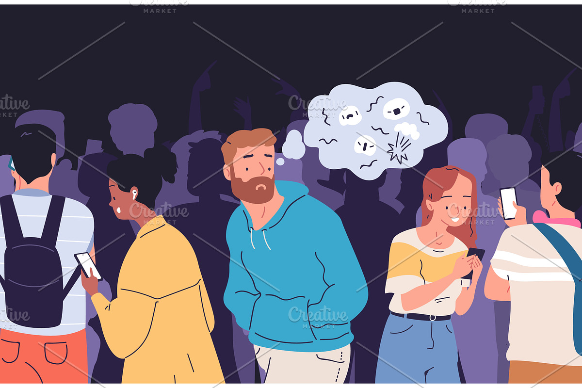 Lonely people crowd. Alone person in, a Healthcare Illustration by Stock-Smart-Start