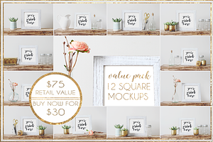 Value Pack Bundle: 12 Square Mockups