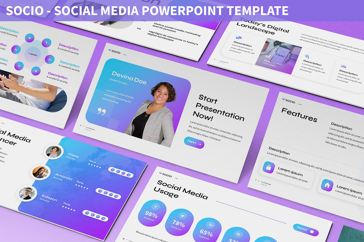 Socio - Social Media Powerpoint, a Presentation Template by SlideFactory (Photo 1 of 4)