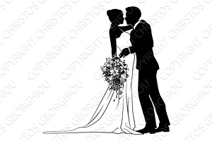 Bride And Groom Couple Wedding Dress, an Illustration by Christos Georghiou