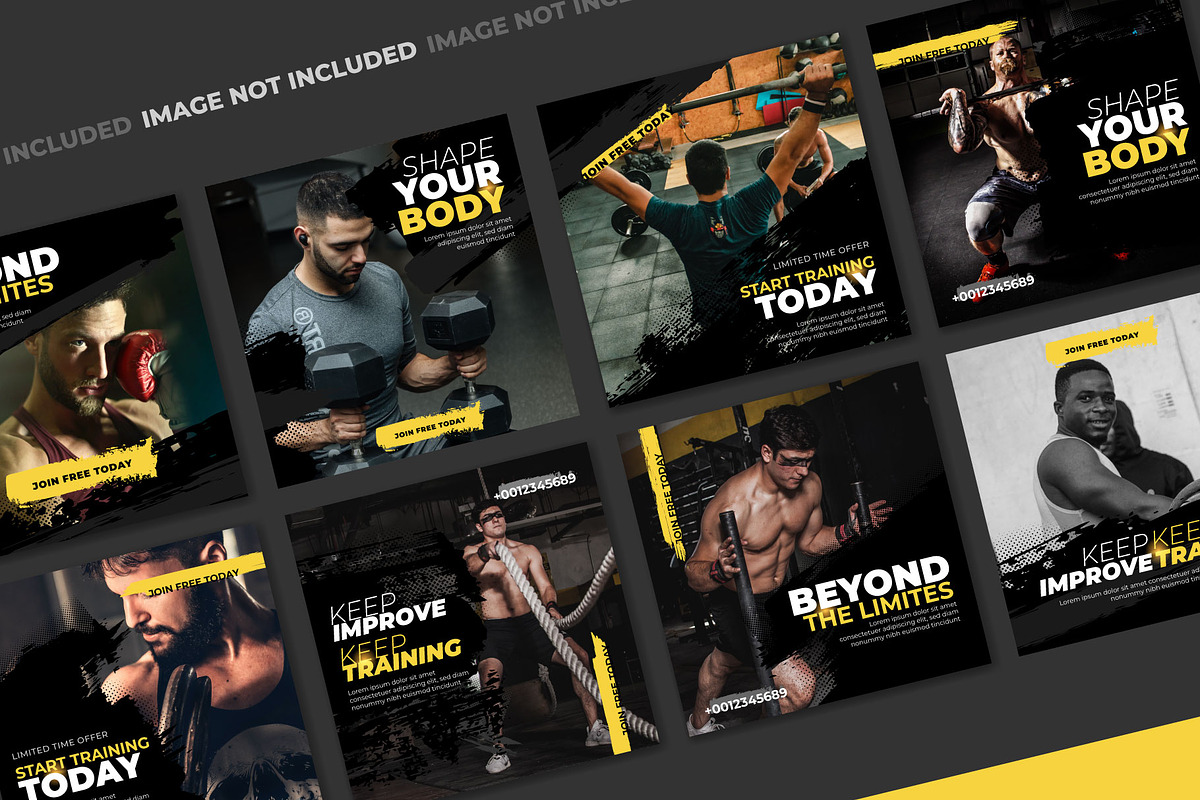 Gym and fitness social media poster, a Social Media Template by Warm Snow (Photo 2 of 5)