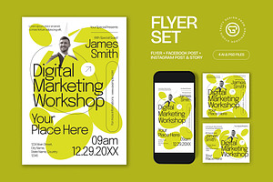 Digital Marketing Workshop Flyer Set, a Flyer Template by graphicook