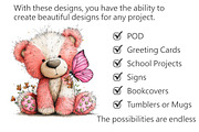 Whimsical Teddy Bear Clipart, an Illustration by Pixels.Craft (Thumbnail 3 of 5)