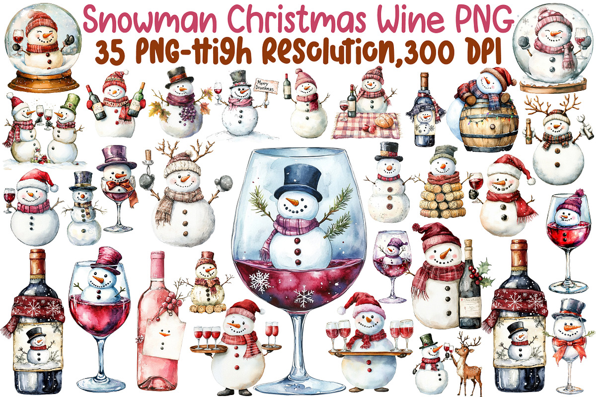 Snowman Christmas Wine Sublimation P, an Illustration by Sublimation Artist (Photo 1 of 6)