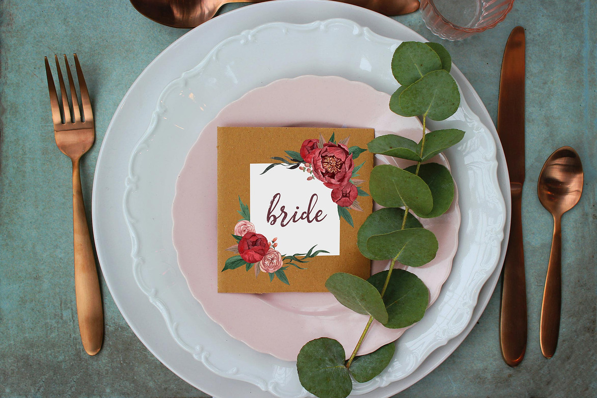 Burgundy Peonies & Blush Roses, an Illustration by Catch the Dream Art (Photo 7 of 14)