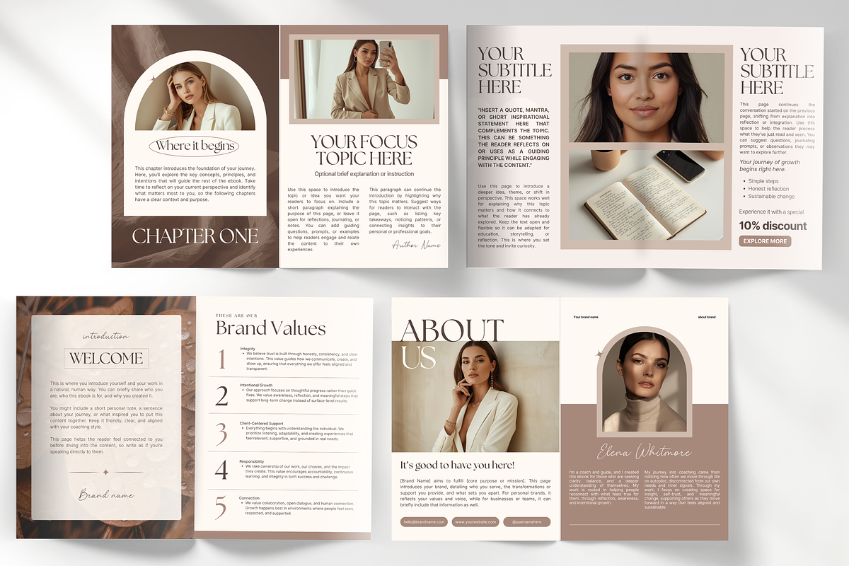 Coaching Ebook Template Canva Beige, a Magazine Template by DigiPax (Photo 4 of 11)