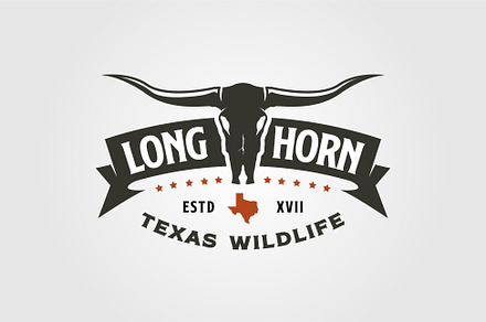 longhorn texas logo vector vintage | Creative Market