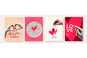 Valentines day greeting posters set, an Illustration by Zaie