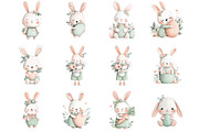 Watercolor Easter Bunny Clipart, an Illustration by Designking (Thumbnail 5 of 5)