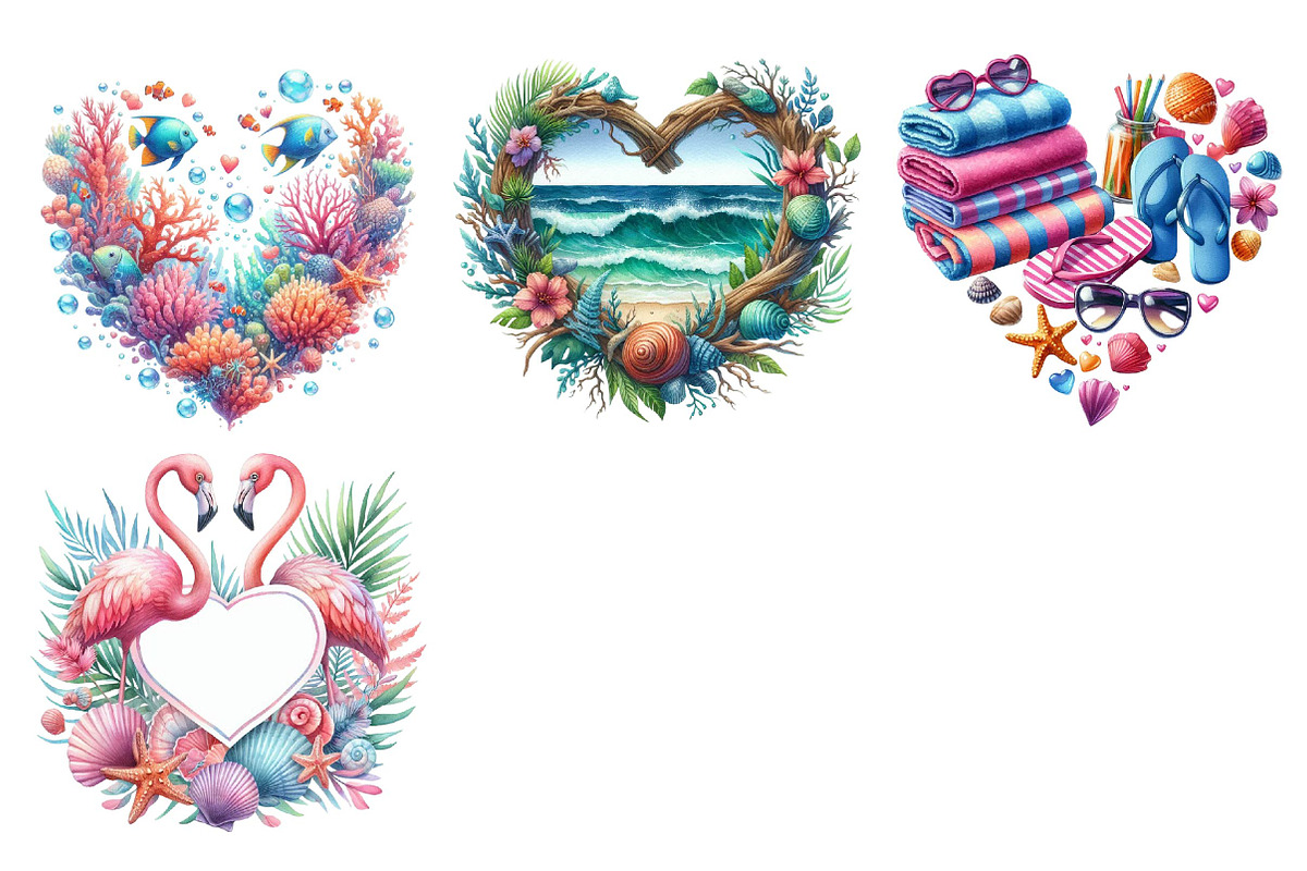 Heart Beach Frame Clipart, an Illustration by Dream Creation (Photo 5 of 6)