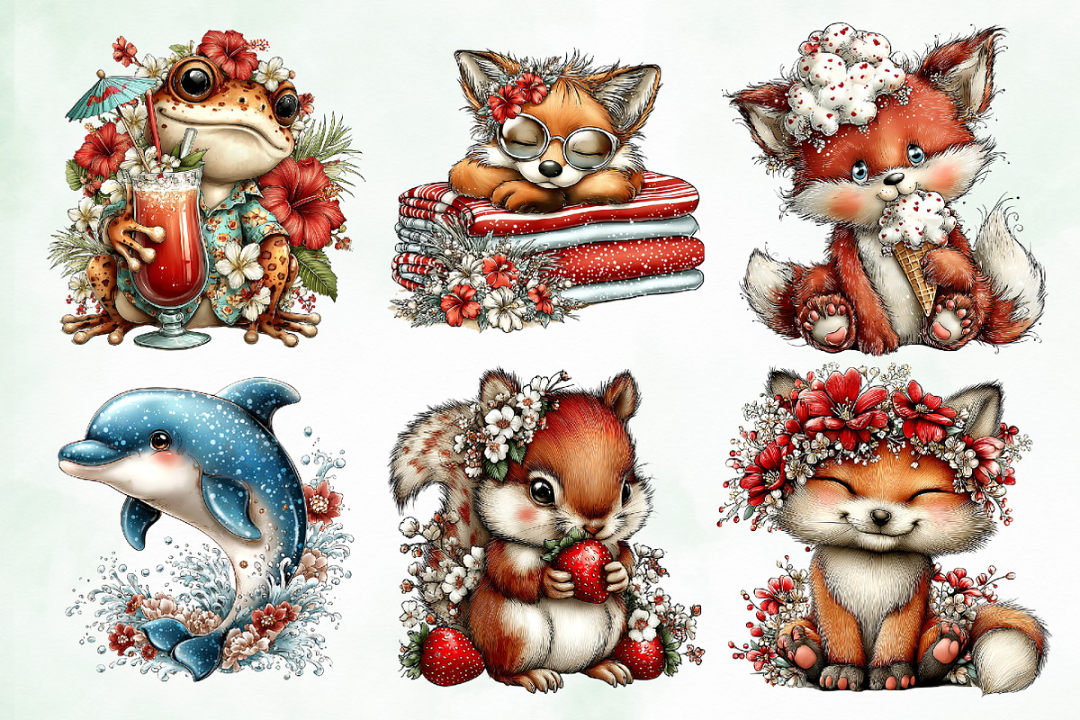 Whimsical Summer Animal Clipart, an Animal Illustration by Creative Art (Photo 4 of 8)