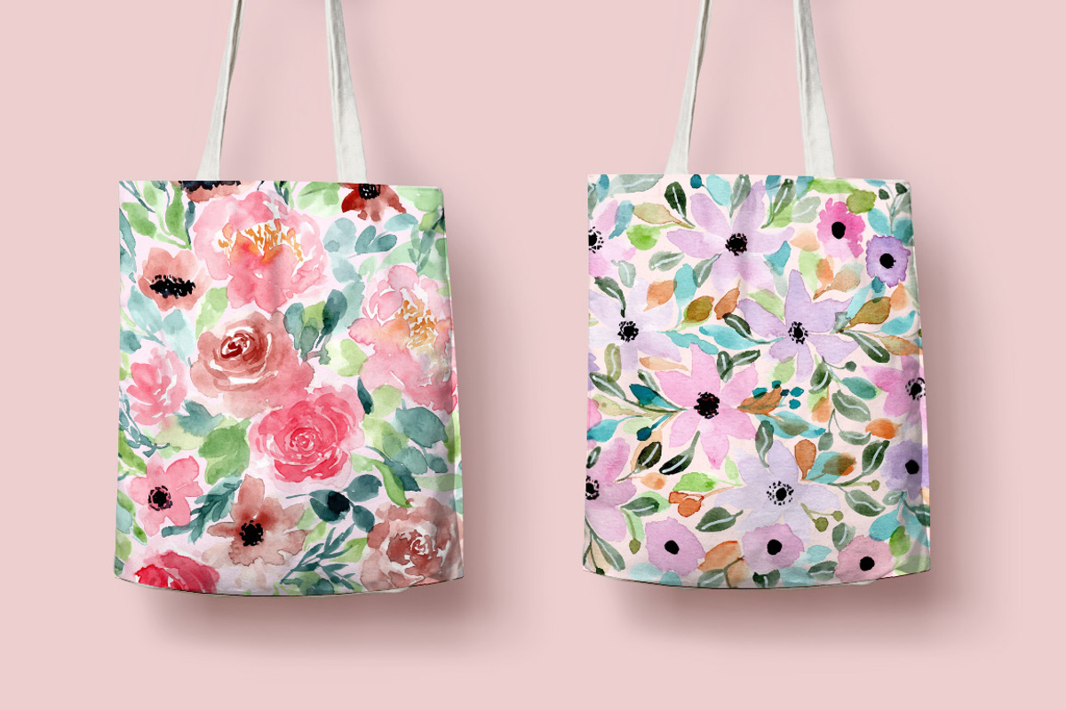 12 Floral Watercolor Backgrounds, a Decorative Illustration by wulano (Photo 4 of 7)