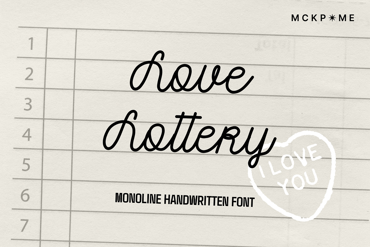 Love Lottery: Monoline font, a Script Font by MCKP*ME (Photo 1 of 8)