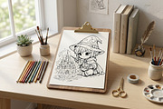 Cute Wizard Coloring Book Pages Vol2, a Seasonal Illustration by ikarifq shop (Thumbnail 5 of 5)