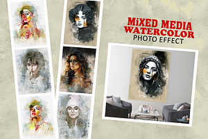 Realistic Watercolor Mixed Art Photo, an Action Add-On by Photoshop Action