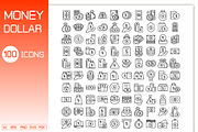 Dollar Money Line Icons Set, an Outline Icon by Designfour (Thumbnail 1 of 7)