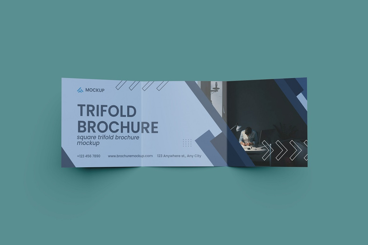 Square Trifold Brochure Mockup, an Advertising Mockup by YurnalisPerix (Photo 5 of 5)