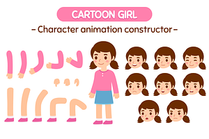 Cartoon girl character for animation