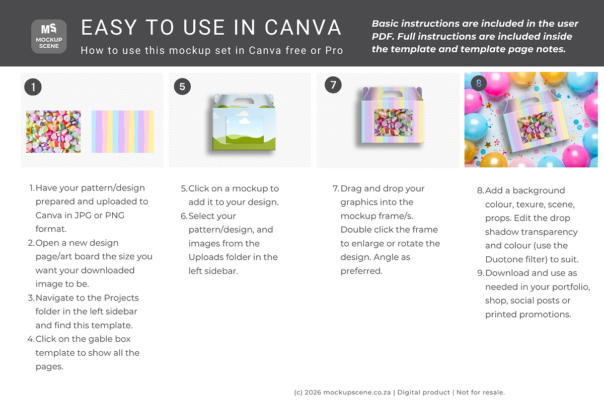 Canva Gable Mockup with Dieline, a Packaging Mockup by Mockup Scene (Photo 7 of 13)