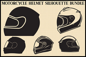 Motorcycle Helmet Silhouette Set, an Illustration by abu67222