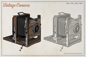 Vintage Camera Vector Art, an Object Illustration by Kusumaillustration