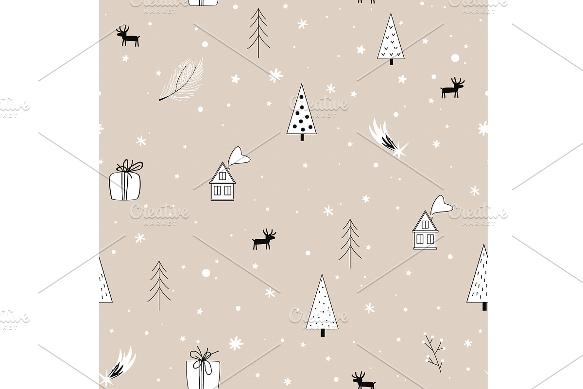 Winter cartoon seamless pattern with, an Object Illustration by Toltemara