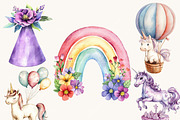 Watercolor Unicorn Fairy Clipart, an Animal Illustration by SparkyDesignsUS (Thumbnail 4 of 9)