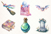 Watercolor Pastel Halloween Clipart, an Illustration by Pixels.Craft (Thumbnail 3 of 7)