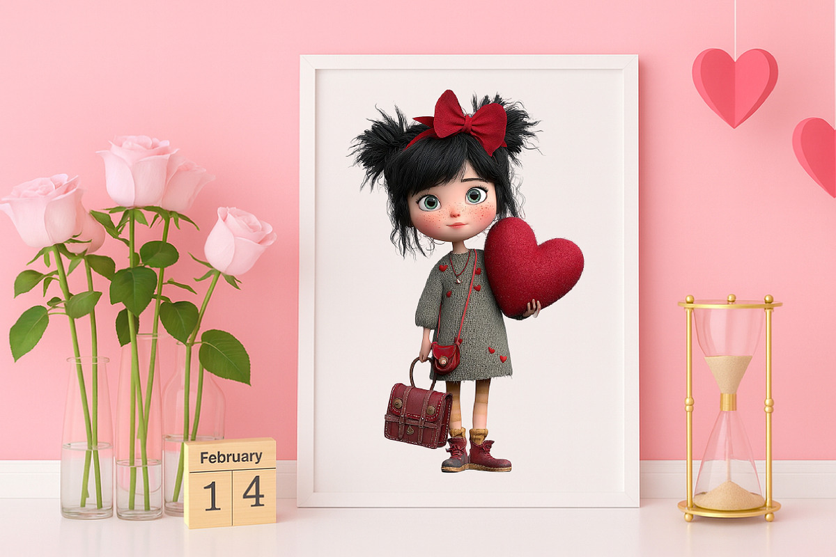 Quirky Valentine Day Girl Clipart, an Illustration by Canvas Craft (Photo 6 of 6)