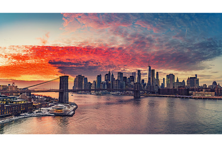 Brooklyn bridge and Manhattan at, an Architecture Photo by sborisov