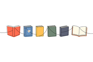 Open and closed books in warm, an Education Illustration by GraphiShop