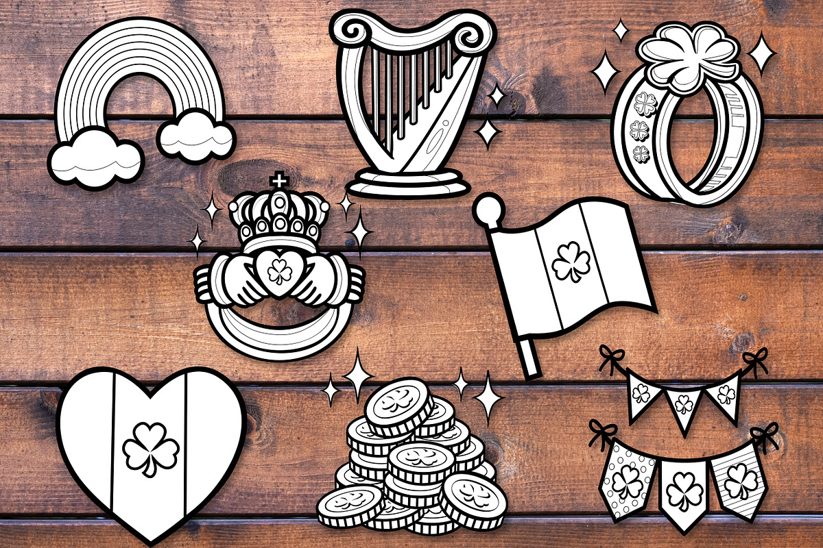 St. Patrick Black & White Clipart, a Seasonal Illustration by V Design Creator (Photo 3 of 8)
