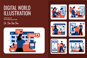 Digital World - Flat Illustration, a Technology Illustration by SlideFactory