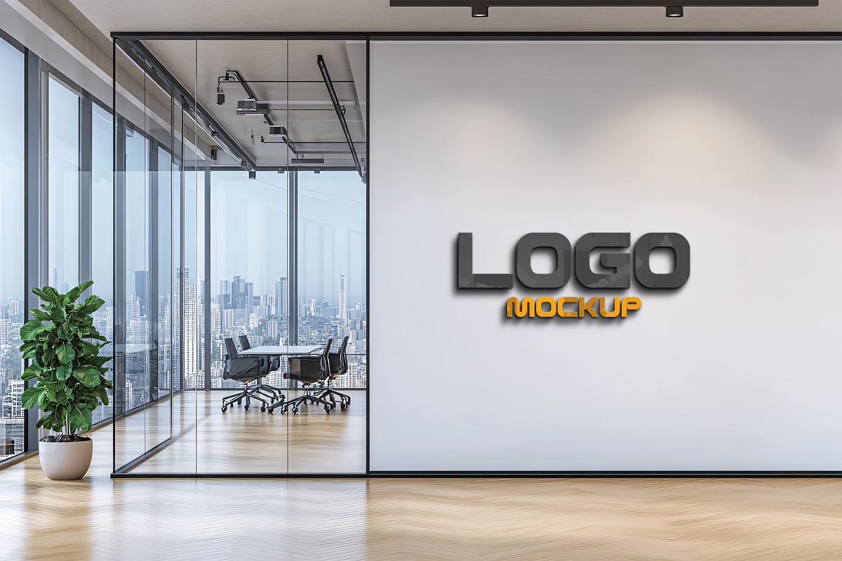 Modern Office Wall Logo Mockup, a Mockup by GenesisCreativeCo (Photo 5 of 5)