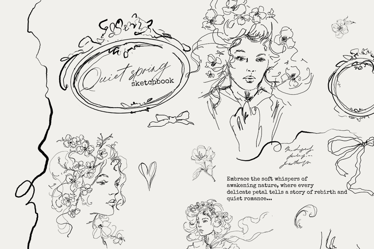 Spring line art Vintage cottagecore, a Decorative Illustration by 60secondsArt (Photo 3 of 12)