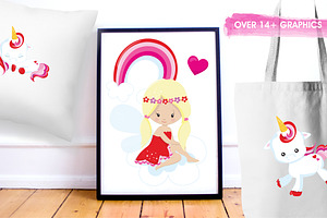 Valentine Unicorn Illustration Pack