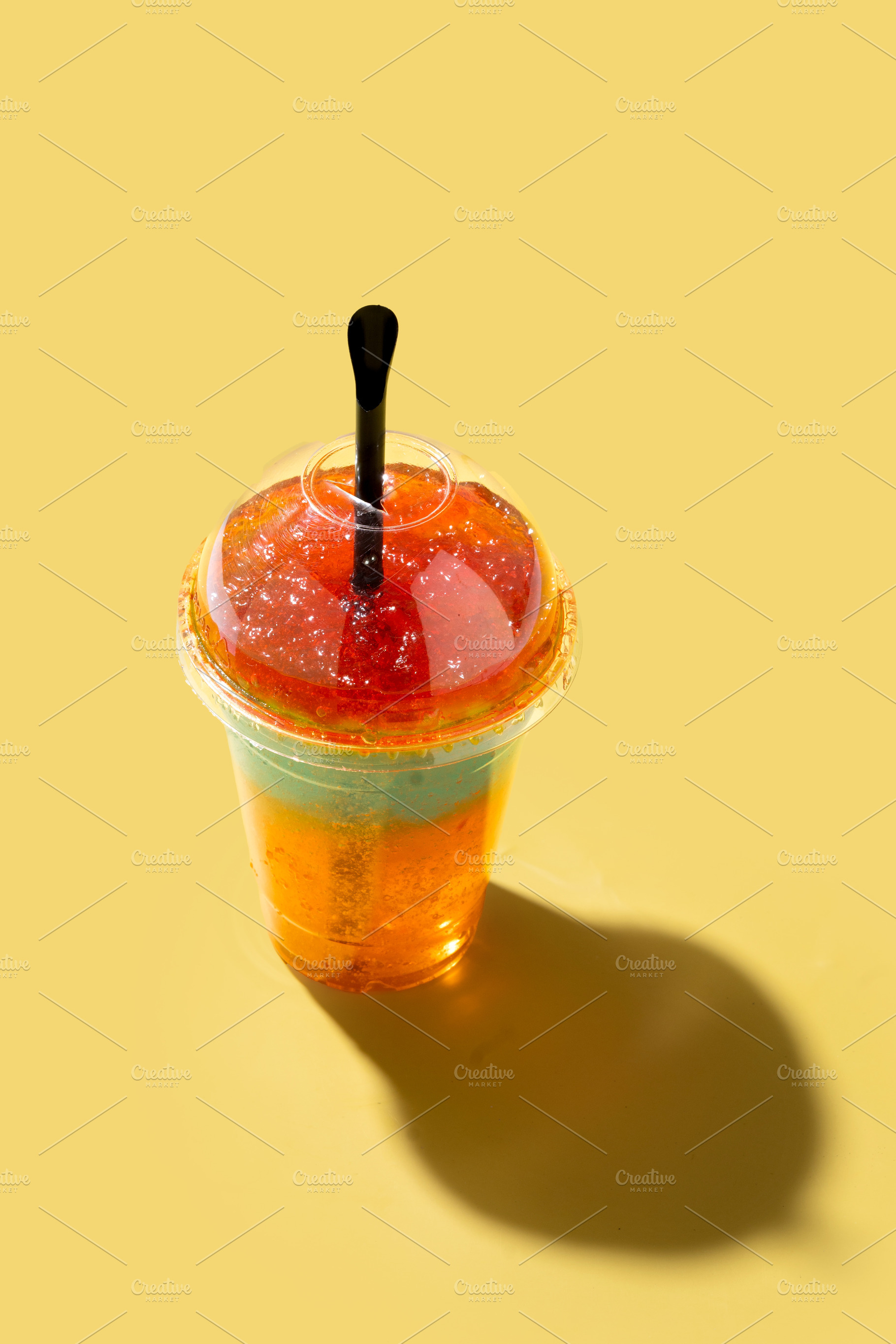 Colorful Frozen Slushie Drink in Plastic Cup, a Food & Drink Photo by etorres69