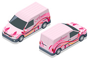 Isometric flower delivery van with, a Transportation Illustration by Golden Sikorka (Thumbnail 3 of 3)
