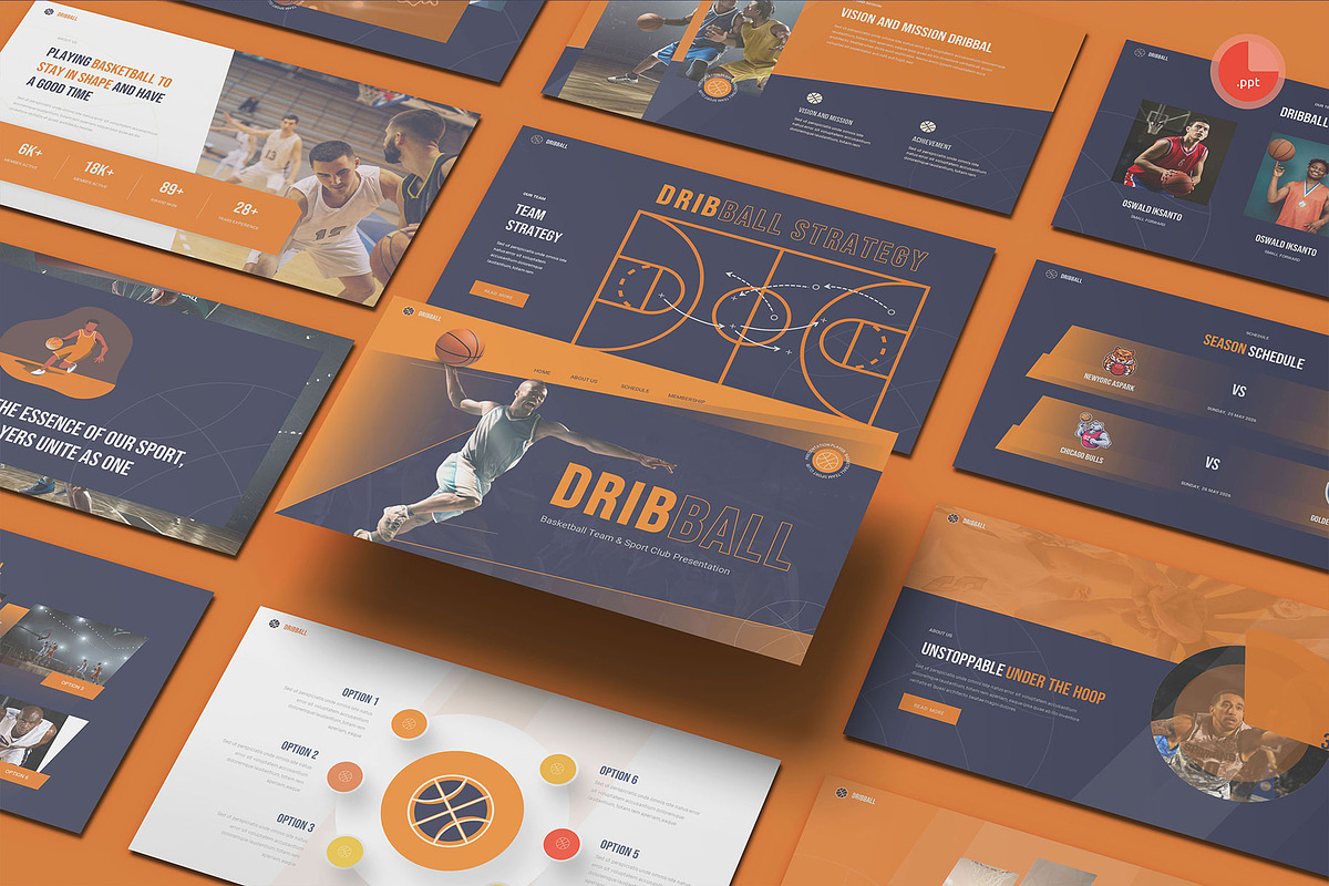 Basketball Team Sport PowerPoint, a Presentation Template by Pixslides (Photo 1 of 7)