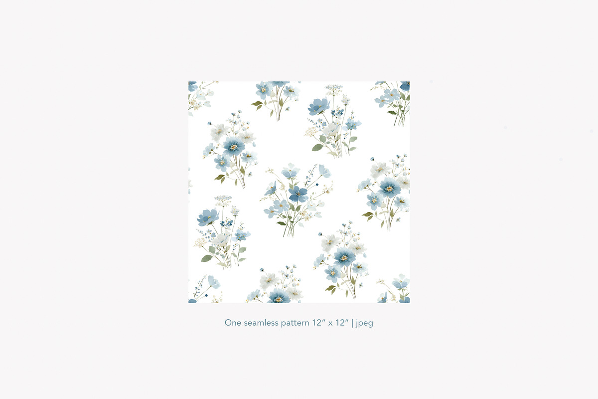 watercolor blue preppy floral clipar, an Illustration by Patishop Art (Photo 9 of 10)