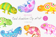 Chameleon clip art set Watercolor, an Animal Illustration by Eomoiart (Thumbnail 2 of 3)