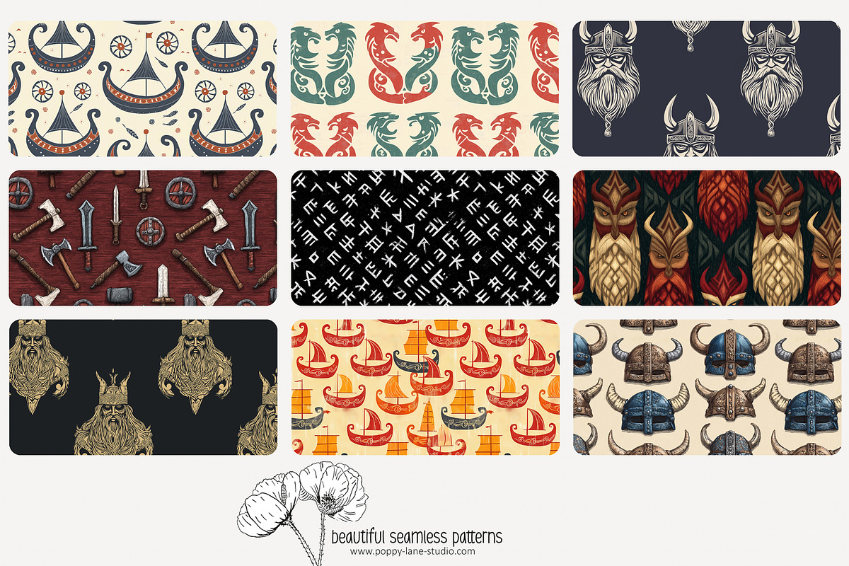 80 Viking seamless pattern, a Pattern Graphic by Poppy Lane Studio (Photo 7 of 11)