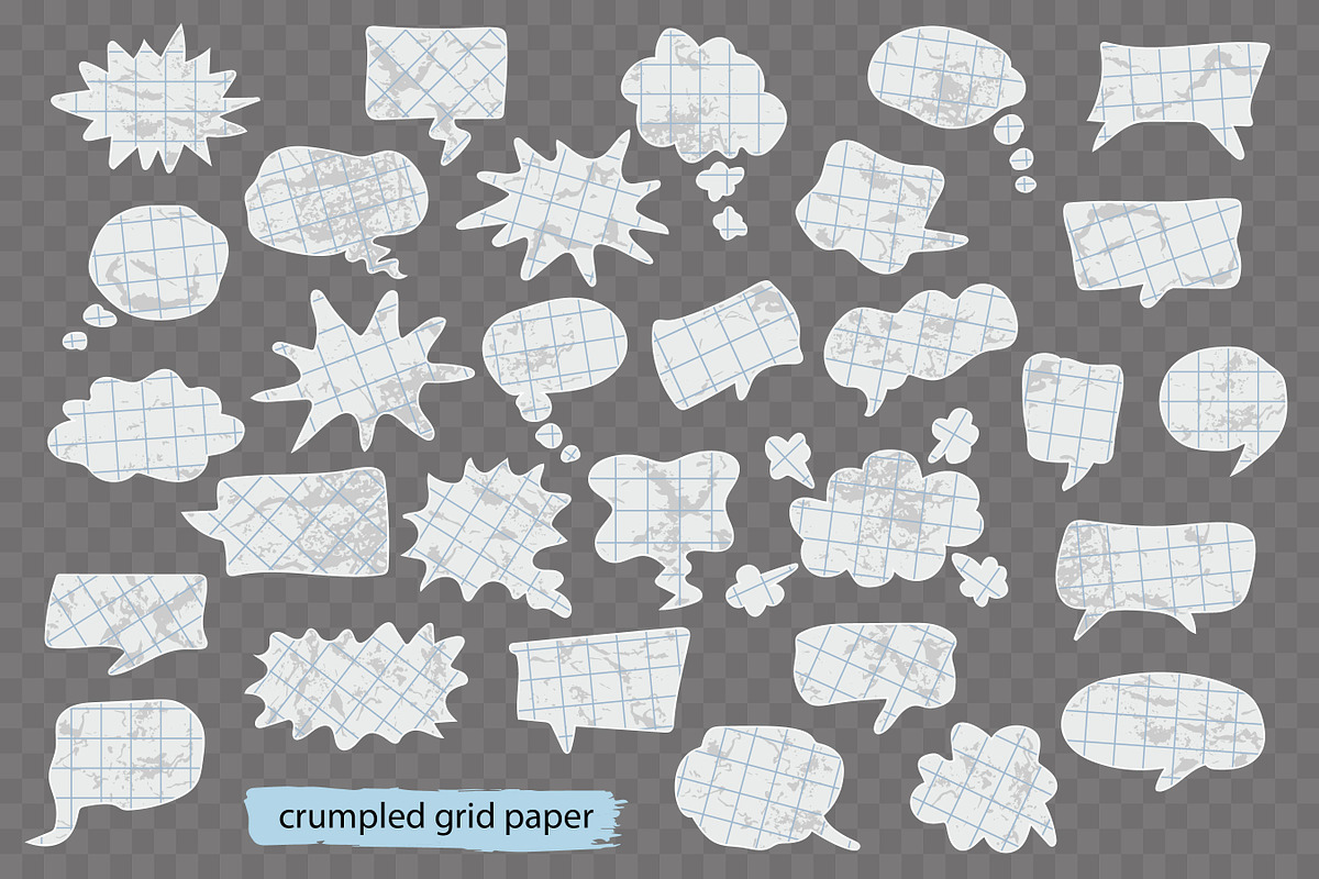 Grid paper speech bubbles. Vector, an Object Graphic by VaraNa Art (Photo 2 of 3)