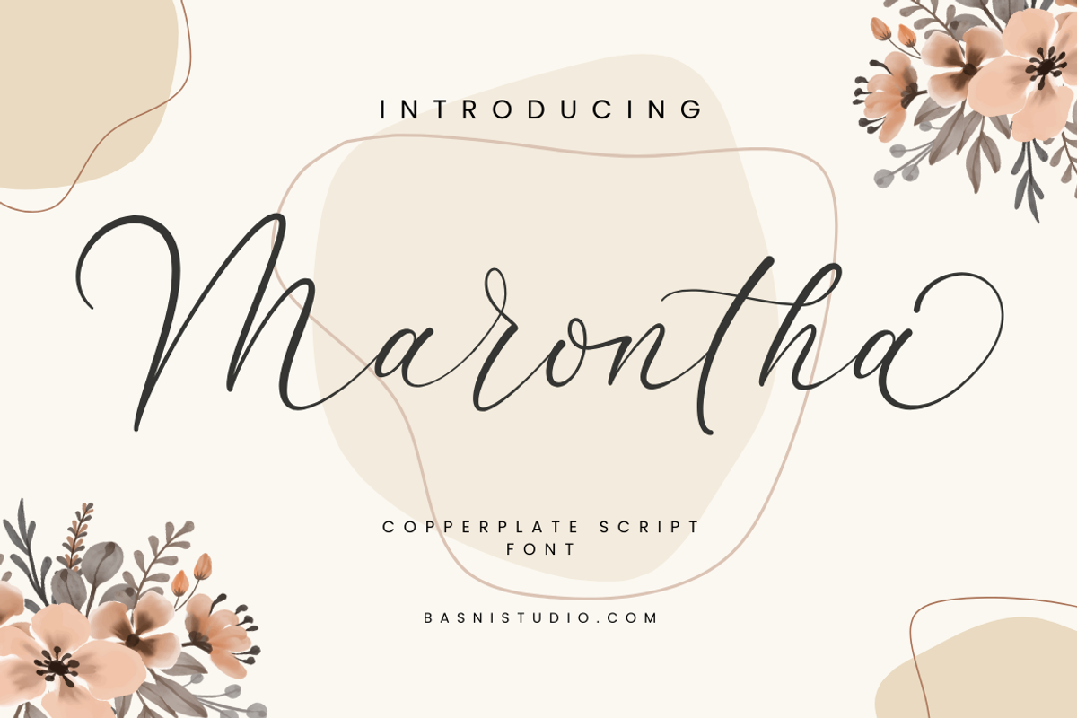 Marontha Copperplate Script, a Script Font by Basnistudio (Photo 1 of 10)