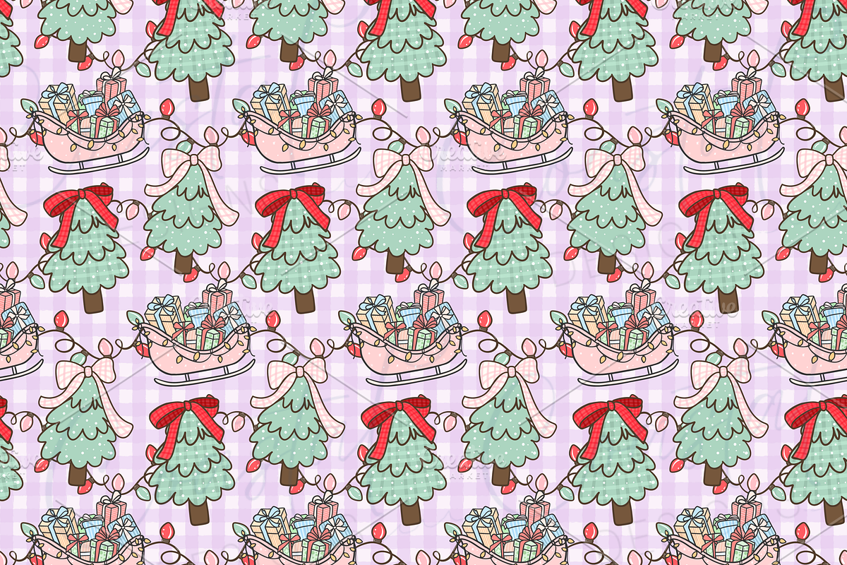 Preppy Christmas Seamless Pattern, a Pattern Graphic by Coastal 5 Designs (Photo 2 of 3)