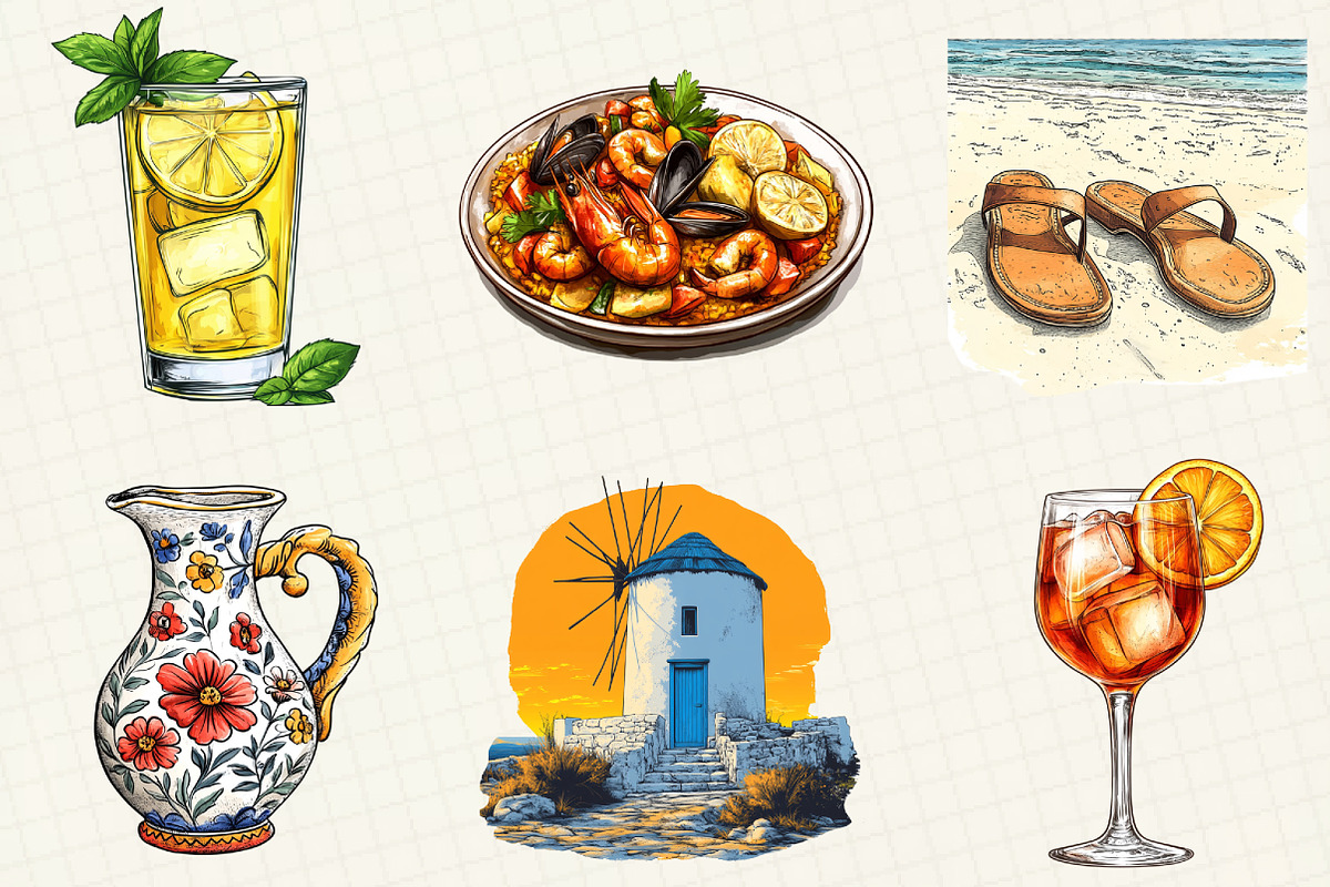 Mediterranean Summer Beach Clipart, an Illustration by OK Design (Photo 2 of 5)