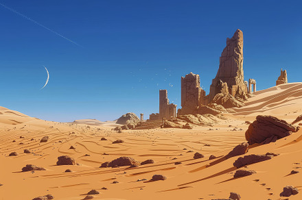 Sweeping sands stretch across the de, a Photo by Tanuart