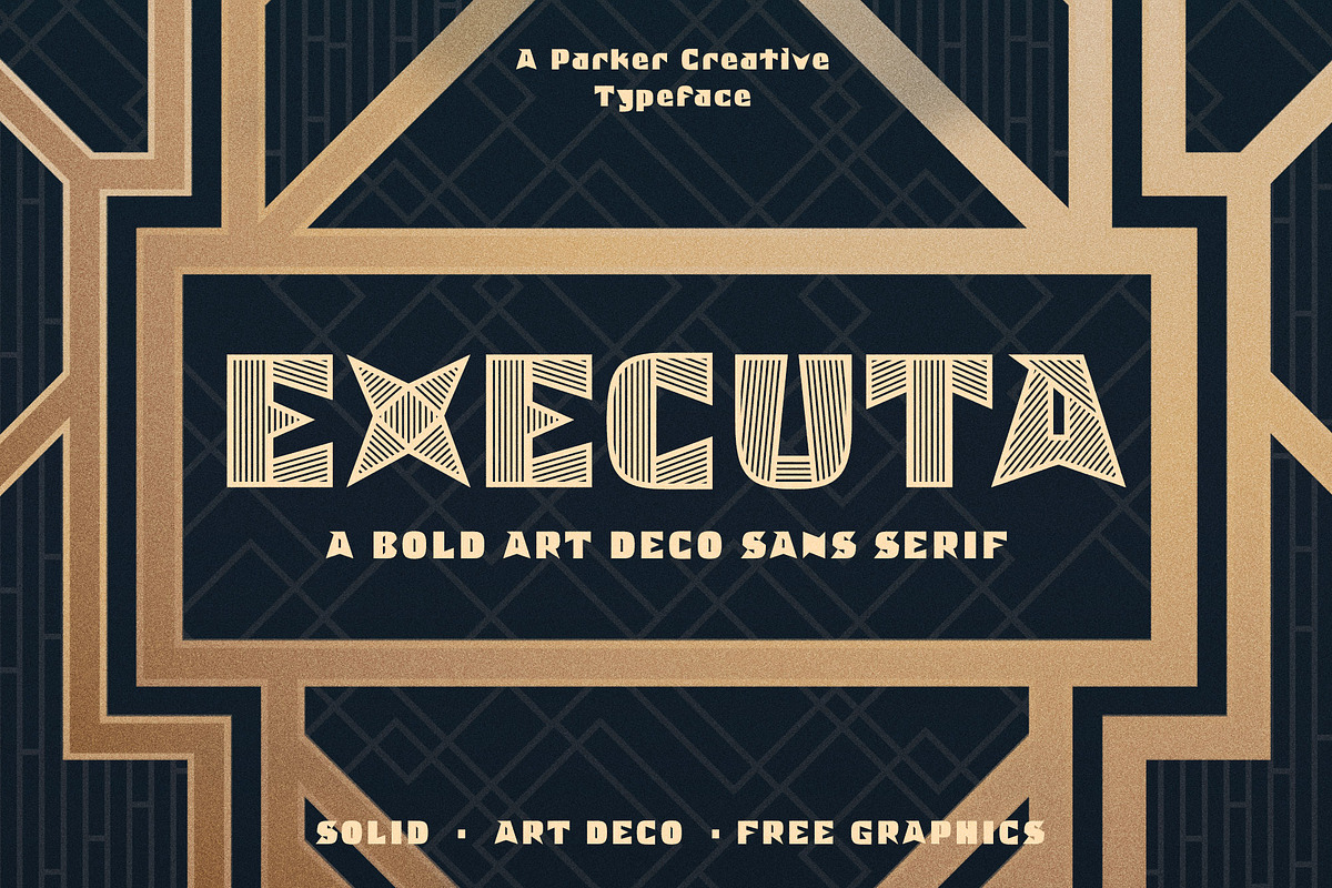 Executa - Bold Art Deco + Freebies, a Sans Serif Font by Parker Creative (Photo 1 of 12)