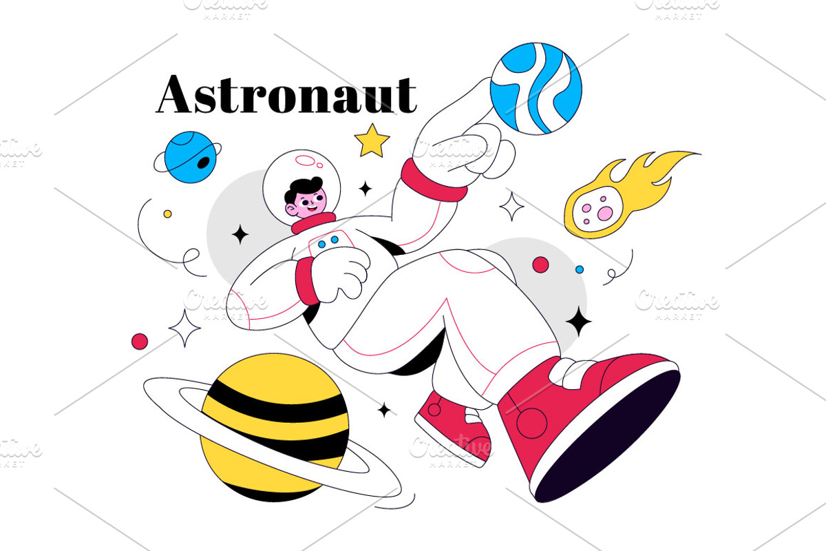 10 Astronaut Vector Illustration, a Person Illustration by denayunebgt (Photo 4 of 4)